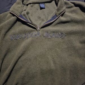 Nautica Jeans Olive Green Fleece Pullover